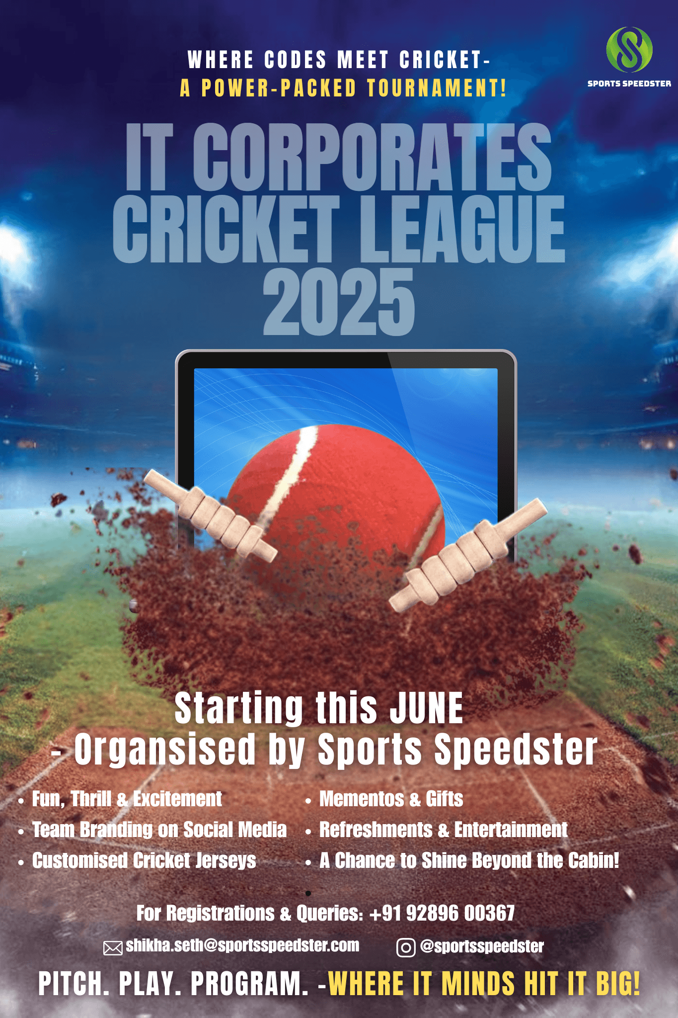 Cricket tournament promotional graphic design